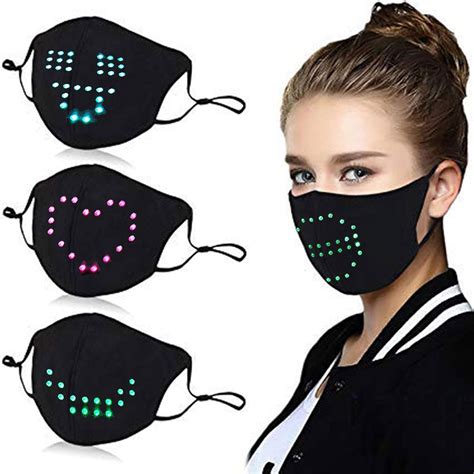 Led Light Up Face Mask Voice Activated Luminous Fashion Mask For Music