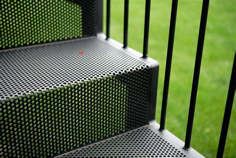 We offer a few different methods of supporting our stairs at the top. folded perforated metal | Outdoor stairs, Staircase ...