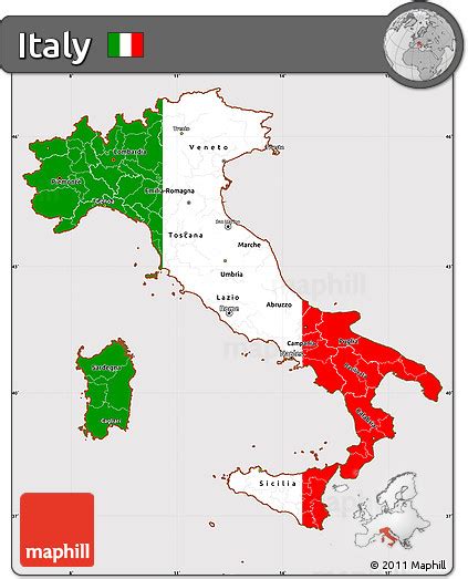 Free Flag Simple Map Of Italy