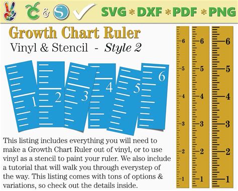 Growth Chart Ruler Stencil File Growth Chart Ruler Vinyl Svg Dxf Pdf