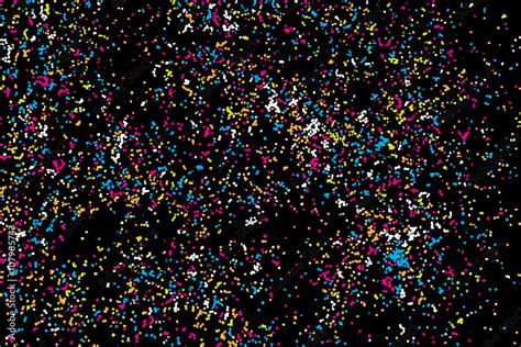 Colorful Confetti Vector On Black Background Grainy Abstract Random