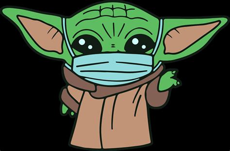 Baby Yoda Grogu Svg Cute Baby Yoda With Mask On Cutout Etsy