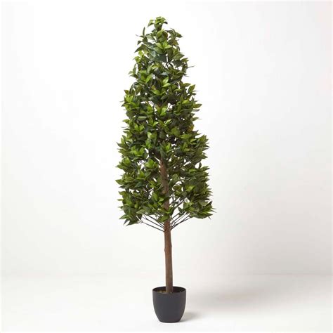 green artificial bay topiary tree in pyramid shape 5 ft tall