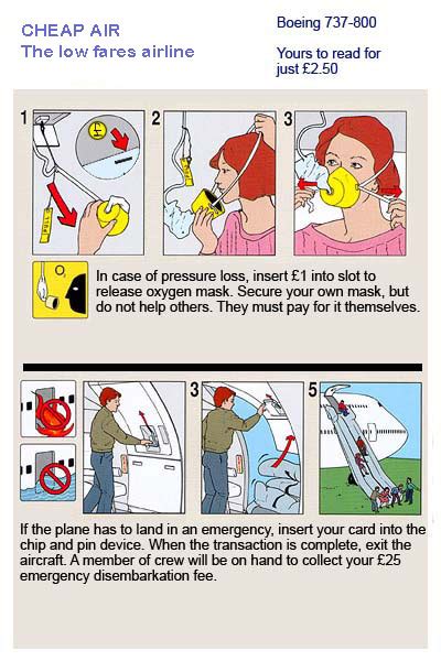 The Low Fares Airline Safety Card Aviation Humor