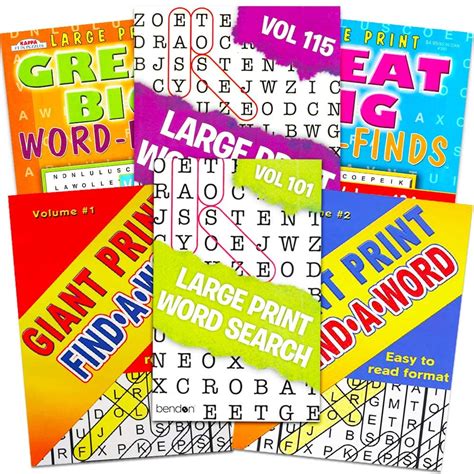 Title Large Print Word Search Books For Adults Super Set — 6 Jumbo Word