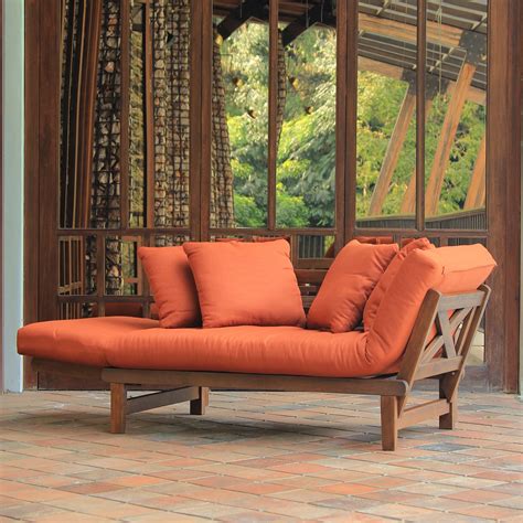 Carlota Solid Wood Outdoor Convertible Sofa Day Bed Natural Brownbr