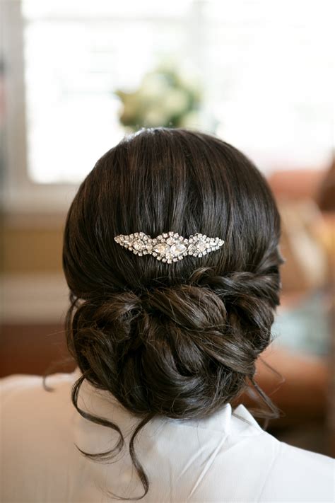 Wedding Bridal Hair Style Inspiration Low Loose Chignon Bun With