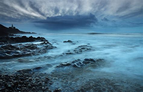Wallpaper Landscape Sea Bay Rock Shore Sky Calm Storm Evening
