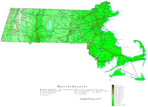 Massachusetts Contour Map