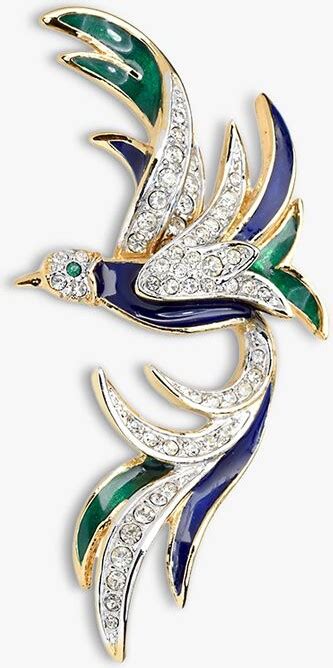 Eclectica Vintage Attwood And Sawyer Swarovski Crystal And Enamel Bird Of