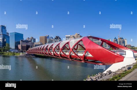 The Peace Bridge Spanning The Bow River In Calgary Alberta The