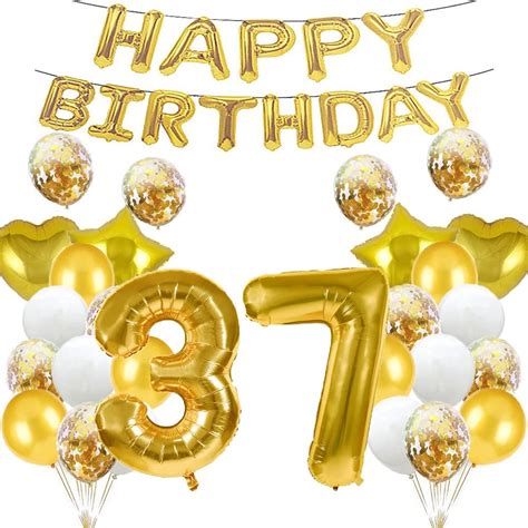 Buy 37th Birthday Balloon 37th Birthday Decorations Gold 37 Balloons