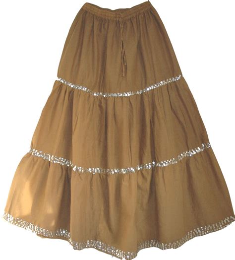 A Light Brown Womens Long Skirt With Sequins Clearance Sale On Bags