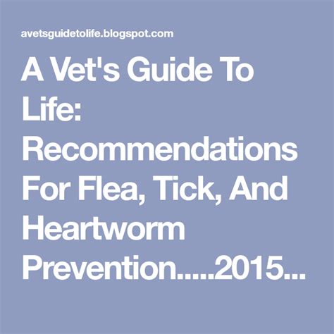 A Vets Guide To Life Recommendations For Flea Tick And Heartworm