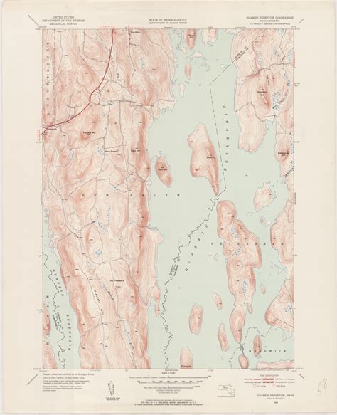 Quabbin Reservoir Copy B Ma 1952 1953 Original Usgs Old Topo Map 7x7