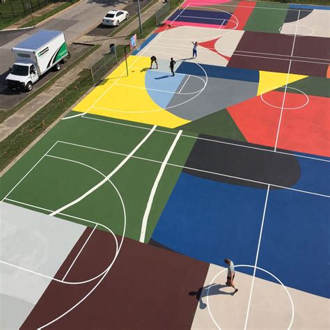 The innovative basketball court tiling is low maintenance, easy to clean, responds exactly like hardwood, and comes celebrate the 4th of july with a backyard basketball court from versacourt! Basketball courts become art around the world - Curbed