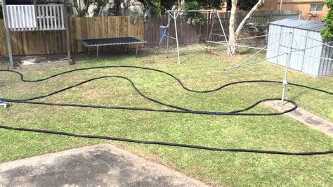 Backyard Rc Car Track Short Grass And Corrugated Pvc Pipe Youtube