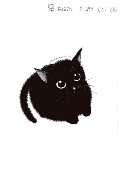 Cute drawings of animals black and white. cute black cat by pinkmew on DeviantArt