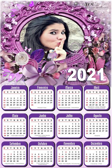 Montagem De Fotos Calendário Calendário Personalizado Com Foto 2021