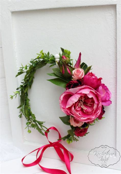 Peony Flower Crown Flower Hair Wreath Wedding Floral Crown Etsy