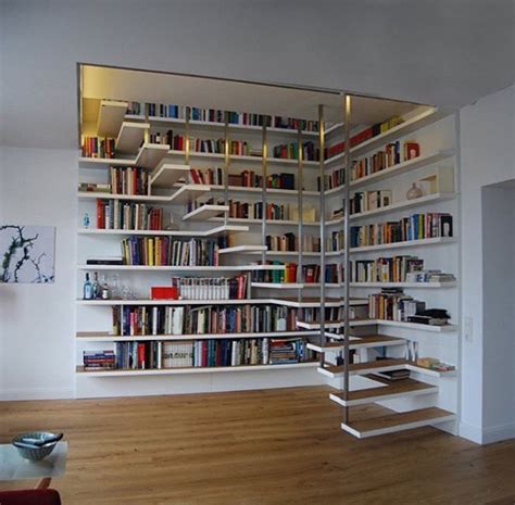 Crazy Stairs With Feng Shui Bookshelves Home Interior Design Living