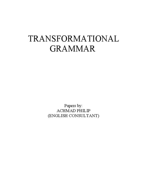 Transformational Grammar Pdf Style Fiction Communication