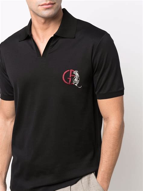 Giorgio Armani Tiger Logo Embroidered Polo Shirt Farfetch