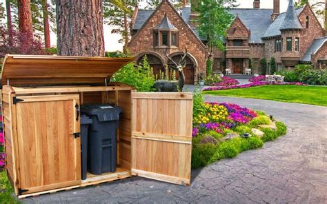 Beautiful Cedar Wood Trash Can Storage Enclosure Can Storage Garbage