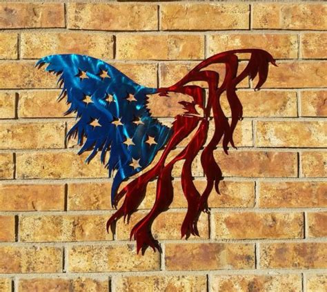 American Eagle Metal Flag Metal American Eagle Flag Wall Art Etsy