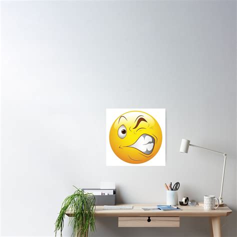 Cringe Smiley Face Emoticon Poster For Sale By Allovervintage Redbubble