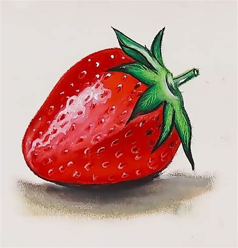 😍😍😍 3d Realistic Strawberry Art With Oil Pastels In 2020 Strawberry