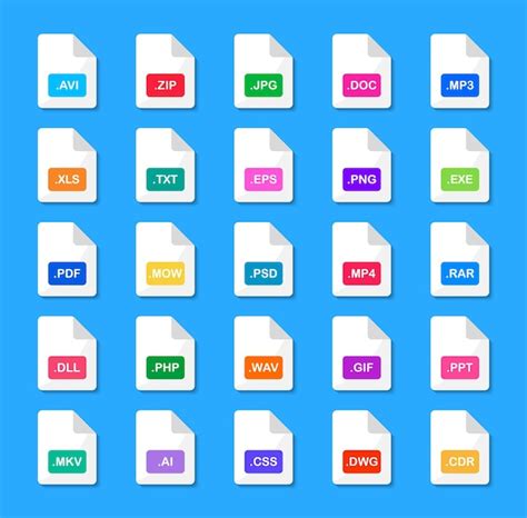 Premium Vector Set Of File Formats Icons File Type Icons Format Of
