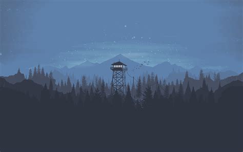Forest Tower Trees Simple Background Firewatch 2560x1600