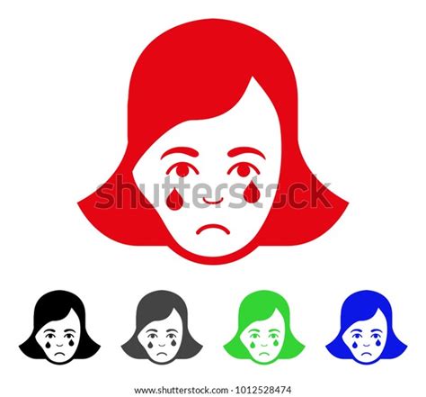 Sad Crying Woman Face Vector Pictogram 스톡 벡터로열티 프리 1012528474