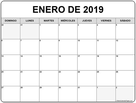 Enero De 2019 Calendario Gratis Calendar Printables Free Printable