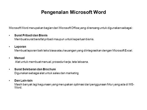 Pengenalan Microsoft Word Ppt Download