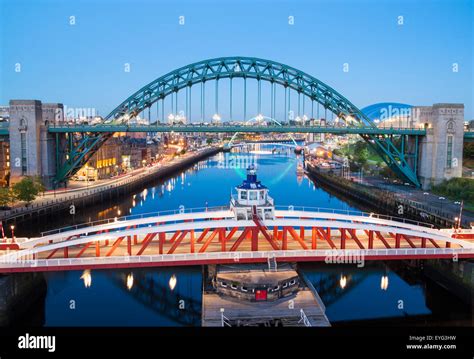 Newcastle Quayside And Tyne Bridge At Dusk Newcastle Upon Tyne