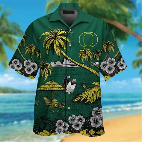 Oregon Ducks Short Sleeve Button Up Tropical Aloha Hawaiian Shirts For