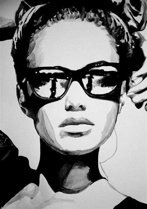 Buy Girl With Sunglasses 101 X 72 Cm Ink Drawing By Alexandra Djokic On Artfinder Discover