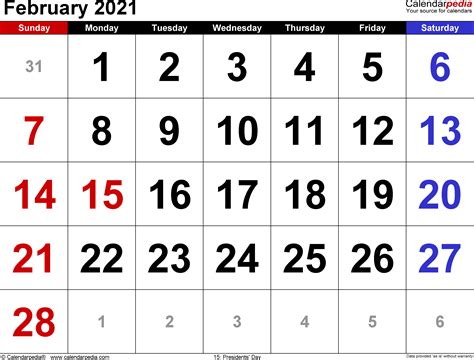 This february 2021 calendar can be printed on an a4 size paper. February 2021 Calendars for Word, Excel & PDF