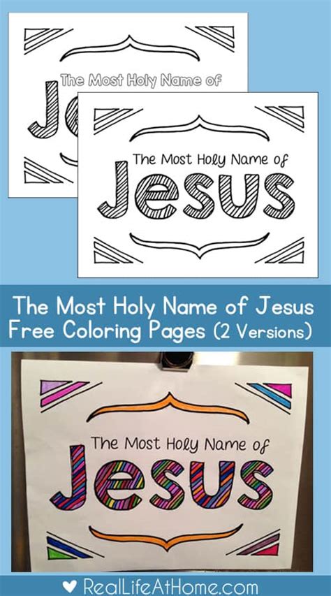Most Holy Name Of Jesus Coloring Page Printable Set