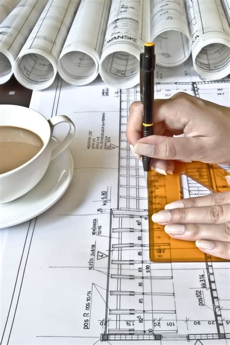 Female Architect At Work Stock Photo Image Of Measurements 22264922