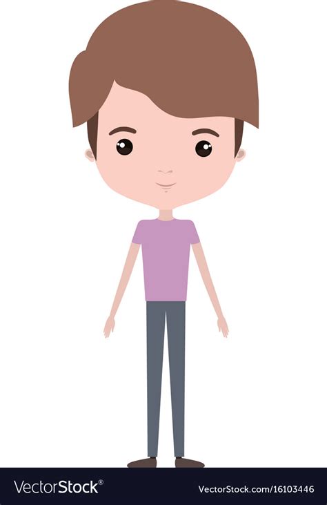 Colorful Caricature Thin Boy In Clothes Royalty Free Vector