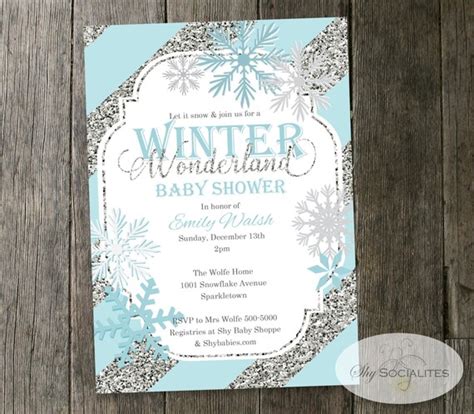 Winter Wonderland Baby Shower Invitation Snowflakes Blue