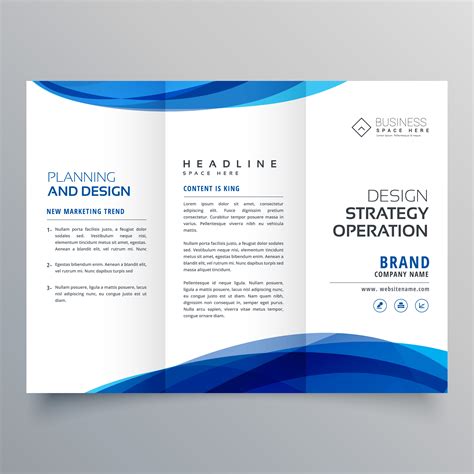 Stylish Blue Wave Business Brochure Template For Marketing Download