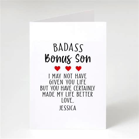 Personalized Bonus Son Card Bonus Son Wedding Birthday Card Etsy