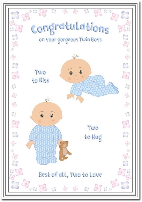 Twin Baby Boy Card Newborn Twins New Baby Boys Congrats