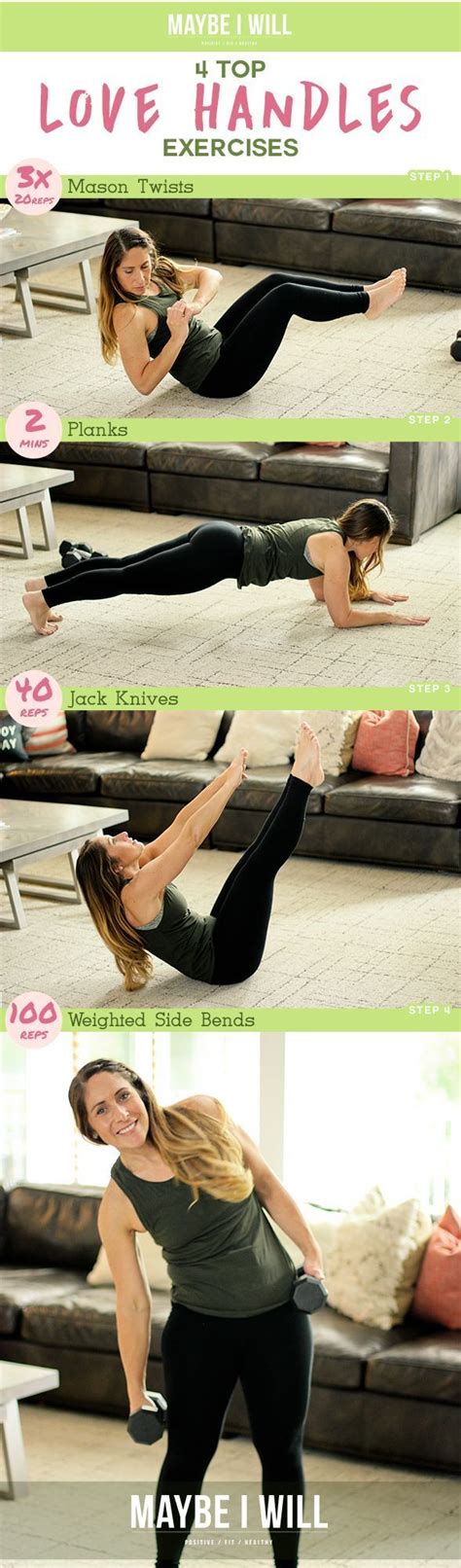 these 4 top love handle exercises will help to tone and tighten your middle area and give you a