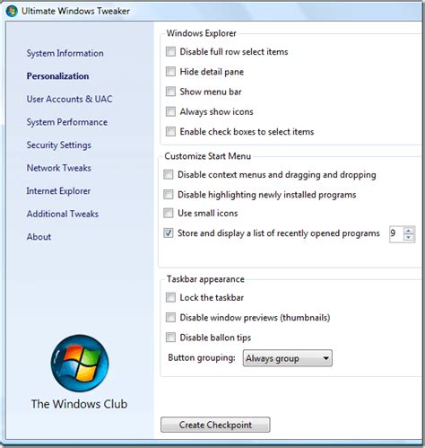 Ultimate Windows Tweaker For Windows 7 And Vista