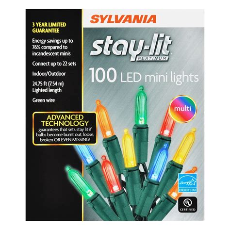 Sylvania Staylit Platinum Led Mini String Christmas Lights Set